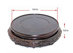 GOLDY&WENDY Oriental Luxury Round Elm Solid Wood Vase Display Stands Pedestal Base, Bat Pattern 5.4 in Diameter - size: 5.4X5.4X1.6 in