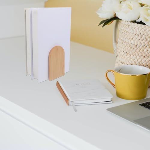 NOLITOY Simple Wooden Bookend Thickened Beech Wood Smooth Surface Book Stand for Desk Shelf Organizer Stable Non-Slip Book Stopper for Home Office Study Minimalist Design Matching Any