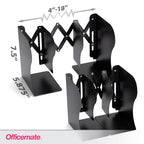 Officemate Adjustable Bookends, Expandable 4"-18", Black. - color: Black