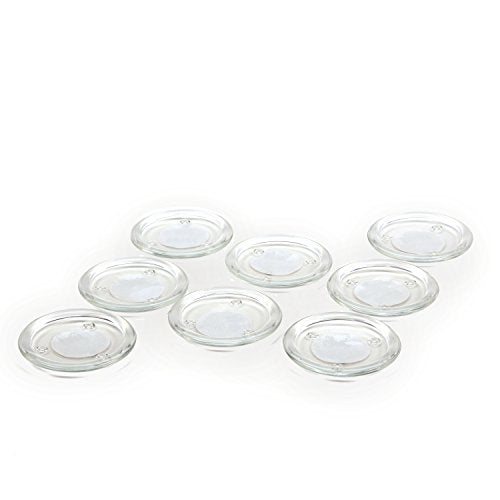 Hosley Set of 8 Clear Glass Pillar Plates - 4 Inch Diameter. Ideal Gift for Weddings, Parties, Spa, Pillar Candle, Votive Candle Garden. Or as a Pedestal W1 - size: 4" Diameter