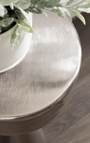 Kate and Laurel Solbrett Modern Sophisticated Metal Drink Table, 10 x 10 x 22, Gunmetal, Contemporary Mini Pedestal Table with Unique Sculptural Design for Use as Indoor Plant Stand - color: Pewter