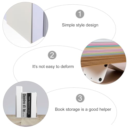 SEWACC 2Pcs Metal Bookends Minimalist Creative Book Stoppers for Office Home Study Strong Metal Shelves Organizer to Prevent Books from Falling