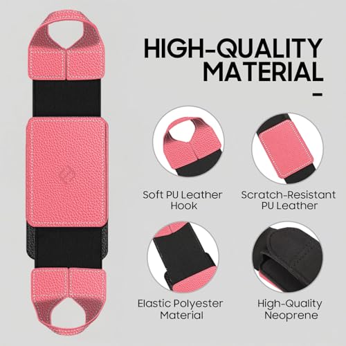 FINTIE Universal Tablet Hand Strap Holder for 9-11 Inch Tablets eReaders, 360 Degrees Swivel PU Leather Secure Portable Adjustable Handle Grip for iPad, Galaxy Tab and 9-11" Tablets (Magenta) - color: Magenta