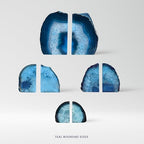 Bookends, Agate Bookends, Handcrafted Brazilian Stone Bookends for Unique and Crystal Energetic Decoration, Perfect for Gifts, One Pair of Teal Bookends Size 4-6 lbs - size: 4-6 lbs