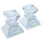 Tamara Baskin Art Glass – Handmade Crystal Shabbat Candle Holders Set - Sparkling Opal White - color: Sparkling Opal White