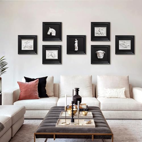 FOLKOR LIFE Framed Black and White Wall Art Sculpture Cherub Angels Modern Classical Decor, Cupid Romantic Love Wall Decor Greek Mythology Framed Plaster Relief Sculpture for Bedroom Living Room - color: Cupid Statue SY04