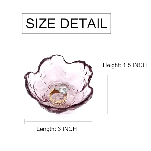 Amethyst Flower Ring Dish Jewelry Tray, Decorative Glass Trinket Dish, Modern Accent Tray for Vanity - color: Amethyst