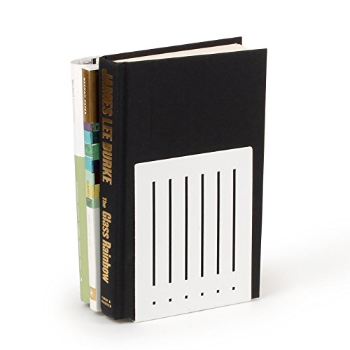 Spectrum Heavy Bookends for Book Shelves Cookbooks Vinyl Records, No Skid Heavy Duty Metal Decorative Book Stopper Sturdy Steel Holder for Home Office Large Bookends for Heavy Books, White - color: White