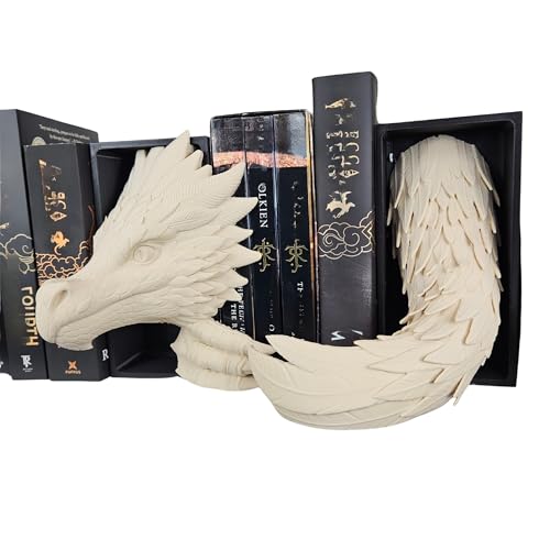 Dragons Awakening Book End – Fantasy Book Nook Insert for Dragon Readers – Unique Home Decor for Bookshelves & Libraries (Head and Tail - Wind Dragon) - color: Head and Tail - Wind Dragon