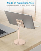 OMOTON Cell Phone Stand, Angle Height Adjustable Phone Stand, Aluminum Desktop Phone Holder Dock Stand for Desk, Compatible with iPhone 17 Pro Max, All Smartphones and Tablets(4-11''),Gold - color: Gold