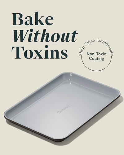 Caraway Nonstick Ceramic Small Baking Sheet (9x13”) – Non-Toxic, PTFE & PFOA Free – Oven Safe – Aluminized Steel Core – Mini Sheet Pan for Baking, Roasting & More - Black - color: Black, size: Small 9" x 13"