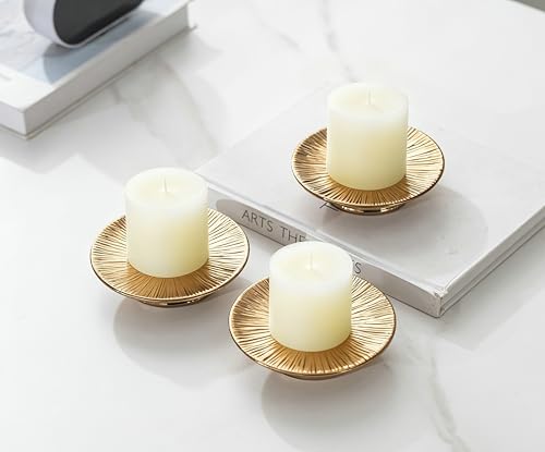 Ceramic Bronze Candle Plate Set, 3-Piece – Decorative Candle Holder Tray for Pillar Candles, Jewelry, Trinkets or Bathroom Counter – Antique Bronze Finish for Tabletop & Home Décor - color: Bronze
