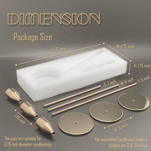 3Pcs French Gold Candlestick Holders Set Fit 3/4" Tall Taper Candle Home Decorative Table Centerpieces for Family Dinning, Party Decoration - color: French Gold, size: 3 set