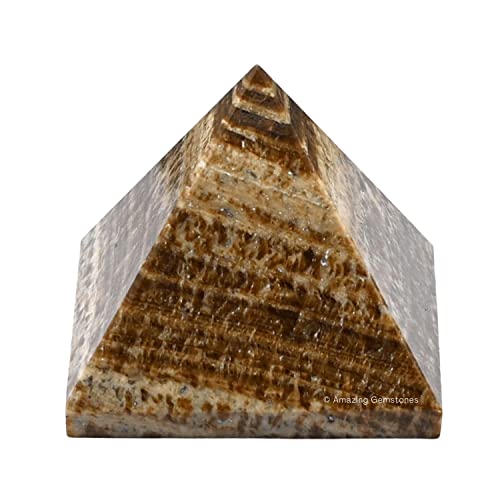 Amazing Gemstone Aragonite Pyramid Crystal Healing Stones - 2" Great Pyramid Figurine of Natural Stone Pyramid for Meditation, Reiki, Chakra Balancing and Crystal Pyramids Grid - color: Aragonite