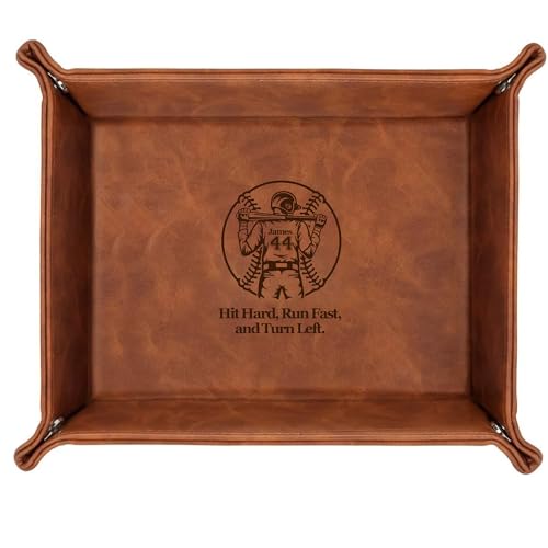 Personalized Baseball Leather Valet Tray with Engraved Name – Custom Nightstand Organizer for Men, Perfect Dad Birthday Gift Idea for Husband, Boyfriend or Father’s Day - style: Baseball