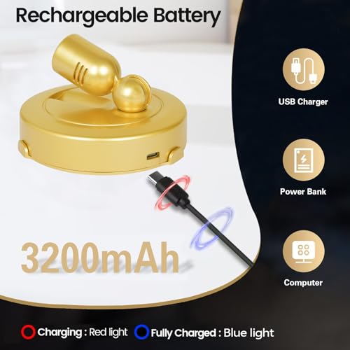HAMVIDNE Rechargeable Indoor Spotlight, 3 Lighting Modes Battery Operated Spotlights with Remote, Picture Lights for Wall, Plant Tree Spotlight with Timer, Up Lights for Art Display Artwork-Gold - color: Rechargeable-Gold