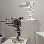Statue Decorations Creative Abstract Character Sculpture Ornament Inspirational Entrance Room Luxury Desktop Decorations Furnishings Home Decor Object(Silver)