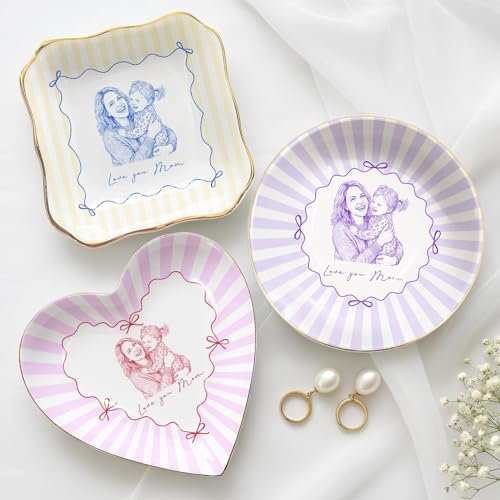 Personalized Mom Photo Jewelry Tray, Remember I Love You Mom Jewelry Dish; Personalized Grandma Portrait Photo Trinket Tray, Mother of the Bride Gifts, for Grandma Mama 8 - color: Jewelry Dish 7