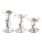 3-Piece Set of Glass Candlestick, Crystal Candlestick Holder Holder and Conical Candle, Christmas Candle Holder Decoration, Family Living Room Wedding Candle Holder (7 Colour) - color: 7 Colour