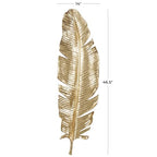 Deco 79 Polystone Bird Home Wall Decor Large Metallic Feather Wall Sculpture, Wall Art 14" x 3" x 47", Gold - size: 14" x 3" x 47"
