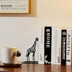 1 Pair Giraffe Bookends for Shelves,3D Foldable Giraffe Book Ends Decorative Bookends Organizer Metal Book Stands Journal Book Holder Book Stoppers for Women Girls Kids Gift Home School Library Decor