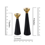 Rely+ Black & Gold Taper Candle Holders Set of 2 – Modern Metal Candlestick Holders for Dining Table Centerpiece, Home Décor, Wedding & Party Decorations