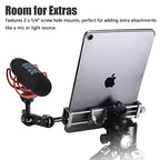 SHINEWEE Full Metal Tablet Tripod Holder - Compatible with iPad mini/Air/Pro | 1/4" Screw & Arca-Swiss Dovetail Mounts | Universal Tablet Clamp Adapter