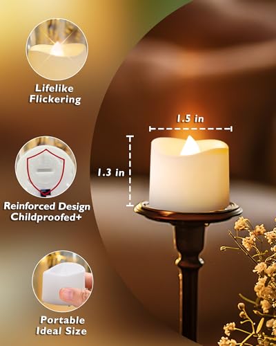 Homemory 24Pcs Flickering Flameless Candle Battery Operated, 200+Hours Fake Electric LED Tea Lights for Votive, Centerpiece Table Decorations, Wedding, Aniversary, Halloween, Christmas - color: Warm White Glow – White Body, size: Pack of 24