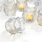Elsjoy Set of 12 Tulip Glass Votive Candle Holders, Decorative Tea Light Candle Holders, Clear Glass Flower Tealight Candle Holder for Table Centerpieces, Wedding Decor