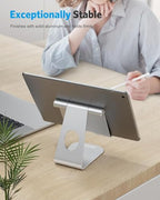 OMOTON Tablet Stand Holder Adjustable, T1 Desktop Aluminum Tablet Dock Cradle Compatible with iPad Air/Mini, iPad 10.2/9.7, iPad Pro 11/12.9/13, Samsung Tab and More Up to 13 inch, Silver - color: Silver
