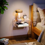 Acrylic Floating Nightstand, Bedside Table, Nightstand Shelf Wall Mounted Bedside Shelf (Clear, Small) - color: Clear