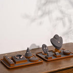 Oirlv Single Finger wooden ring display stand Jewelry Showcase Display Holder (Grey) - color: Grey