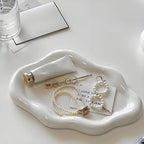 Ceramic Jewellery Dish Trinket Dish Jewelry Tray Cloud Shape Tray Perfume Tray Rings/Earrings/Bracelets/Watch/Keys Tray for Valentine's Day//Mother's Day/Birthday Gift (White) - color: White