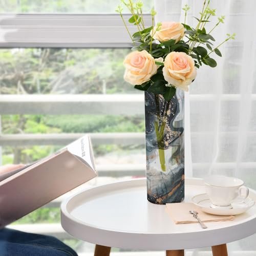 ALAZA Abstract Marble Painting Flower Vases for Home Decor Kitchen Bedroom Living Room Bathroom Office Table Decorations