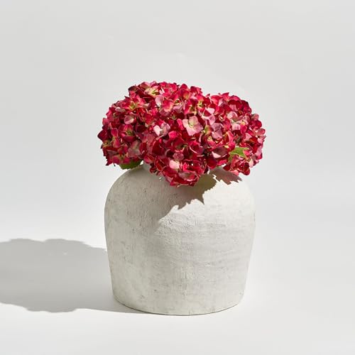 LB2 White Ceramic Large Vase, 11" Tall Zen Style, Terra Cotta Pitcher, Distressed Farmhouse Decor, Pottery Decorative Flower for Home Decor (B - White 11") - color: B - White 11"