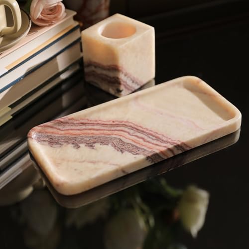 Natural Marble Jewelry Tray, Key Tray For Entryway Table, Jewelry Dish Trinket Tray for Home Décor, Ring Holder for Women Gift - color: Bohemian