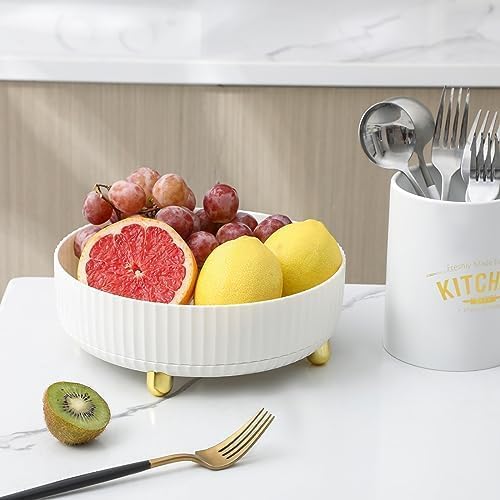 Anyoifax Makeup Perfume Organizer Tray 360 Degree Rotating Lazy Susan Skincare Lotion Organizer Spinning Cosmetics Storage for Dresser, Vanity, Bathroom Countertop, Small Ivory White - color: White, size: 9 "