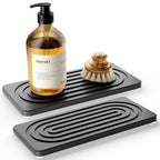 Water Absorbing Stone Tray, Quick Drying Diatomite Bathroom Tray Countertop, Stone Drying Mat for Kitchen Counter, Soap Dish Dispenser Vanity Organizer, Dark Grey-A-8.3" x 4" - color: Dark Grey a