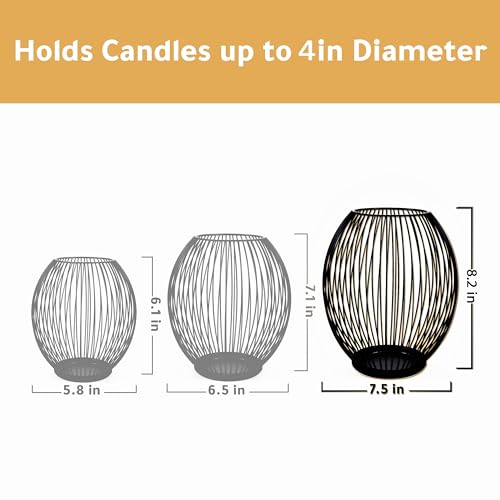 OLEEK Large Metal Candle Holder - Outdoor Lanterns for Patio - Iron Candle Holder - Decorative Candle Holders for Pillar Candles - Table Candles Holders Decor - Iron Candle Stands - Candles Holder - size: Large (9-inch)