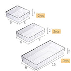 ihomecooker 3 Pack Clear Plastic Drawer Organizer Tray Cutlery Utensil Makeups Drawer Silverware Organizers 12" X 6"… (6P(6X6+6X9+6X15)) - size: 6 Pack Mixed Sizes Clear Plastic