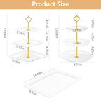 Lazycorner 10 Pcs Dessert Table Display Stands Set , with 6 Pcs 3-Tier Cupcake Stand & 4 Pcs Food Serving Tray - Cookie Tray Rack Serving Tray Cake Display Tower for Wedding Baby Shower Tea Party