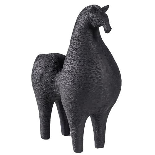 Modern Abstract Horse Sculpture, Black Matte Resin Decor 8.66" Tall, Office & Living Room Accent，Home Decor,Abstract Art Office Room Decor,Unique Horse Figurines for Living Room Shelf Decor Accen