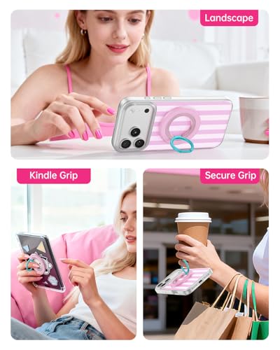 SYNCWIRE Magnetic Phone Ring Holder for MagSafe, 360° Rotation Cell Phone Grip Stand Finger Ring Kickstand Two-Sided Magnet Compatible with iPhone 17 Pro Max 16 15 14 13 12 MagSafe Accessories - color: Single Ring-1PCS-Candy Pop