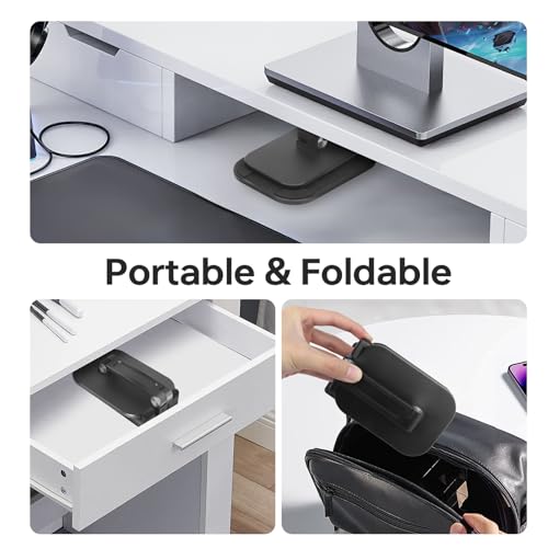 Foldable Phone Stand for Desk - Adjustable Height & Angle Cell Phone Holder, Portable Tablet Stand with Anti-Slip Base for Home, Office, and Travel, Compatible with iPhone & All 4-11" Devices (Black) - color: Black