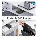 Foldable Phone Stand for Desk - Adjustable Height & Angle Cell Phone Holder, Portable Tablet Stand with Anti-Slip Base for Home, Office, and Travel, Compatible with iPhone & All 4-11" Devices (Black) - color: Black