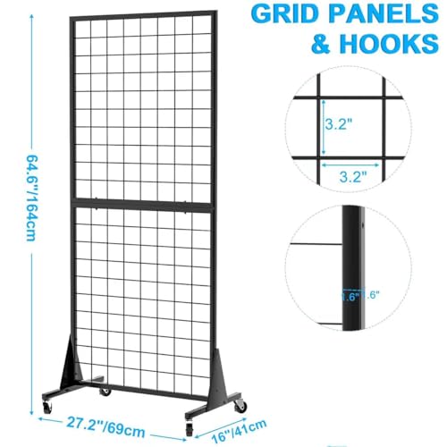 3-Pack Gridwall Panel Display Stand, 2'x5.5' Heavy Duty Floor Standing Rack with Detachable Girdwall, Movable Silent Wheel, Easy to Transport, Ideal for Retail & Craft Fairs - color: 3