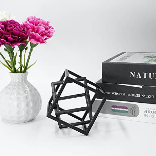 DreamsEden Small Geometric Sculpture, Metal Cube Decorative Ornaments Modern Home Decor Accent - color: Black Metal Geometric