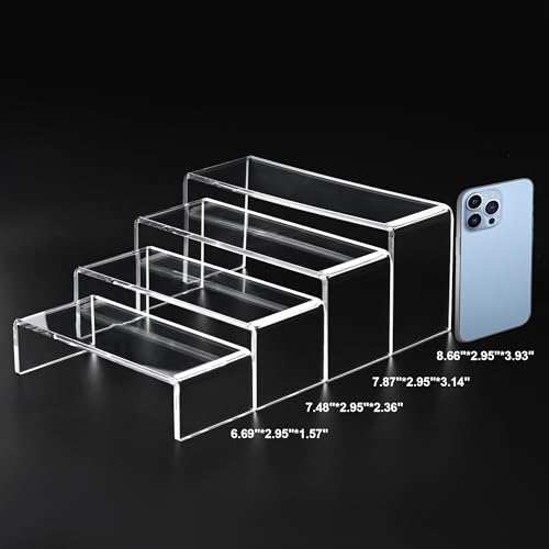 2 Set Large Acrylic Display Risers,8 Pcs Clear Perfume Stand Organizer,Desktop Display Shelves Collect Pop Figures Toys Cupcake Dessert for Decor,Food Display Shelves for Party