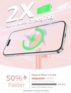 Hevanto 2026 3 in 1 Wireless Charging Station for Apple MagSafe Charger, 15W Fast Mag-Safe Charger Stand for iPhone 17 16 15 14 13 12 Apple Watch AirPods Compatible with MagSafe, Pink - color: Pink