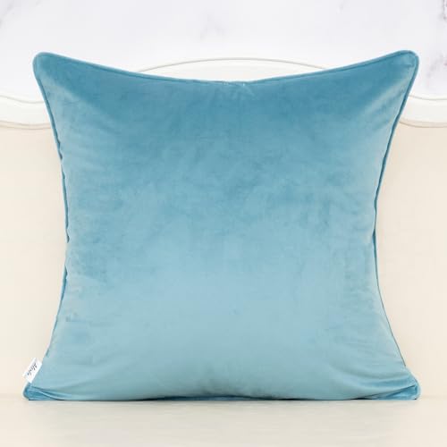 Alerfa Blue Floral Throw Pillow Cover 18 x 18 Inch Cut Velvet Sqaure Luxury Decorative Pillow Cover for Couch Living Room Bedroom - color: Blue, size: 18" x 18" (Pack of 1)